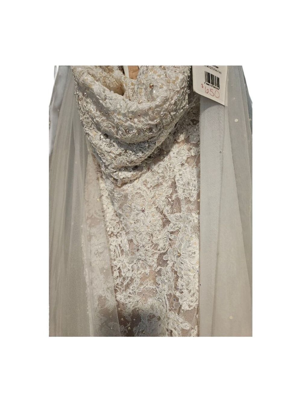 Sherri Hill Ivory Nude Lace Wedding Dress US 10 - Picture 8 of 15